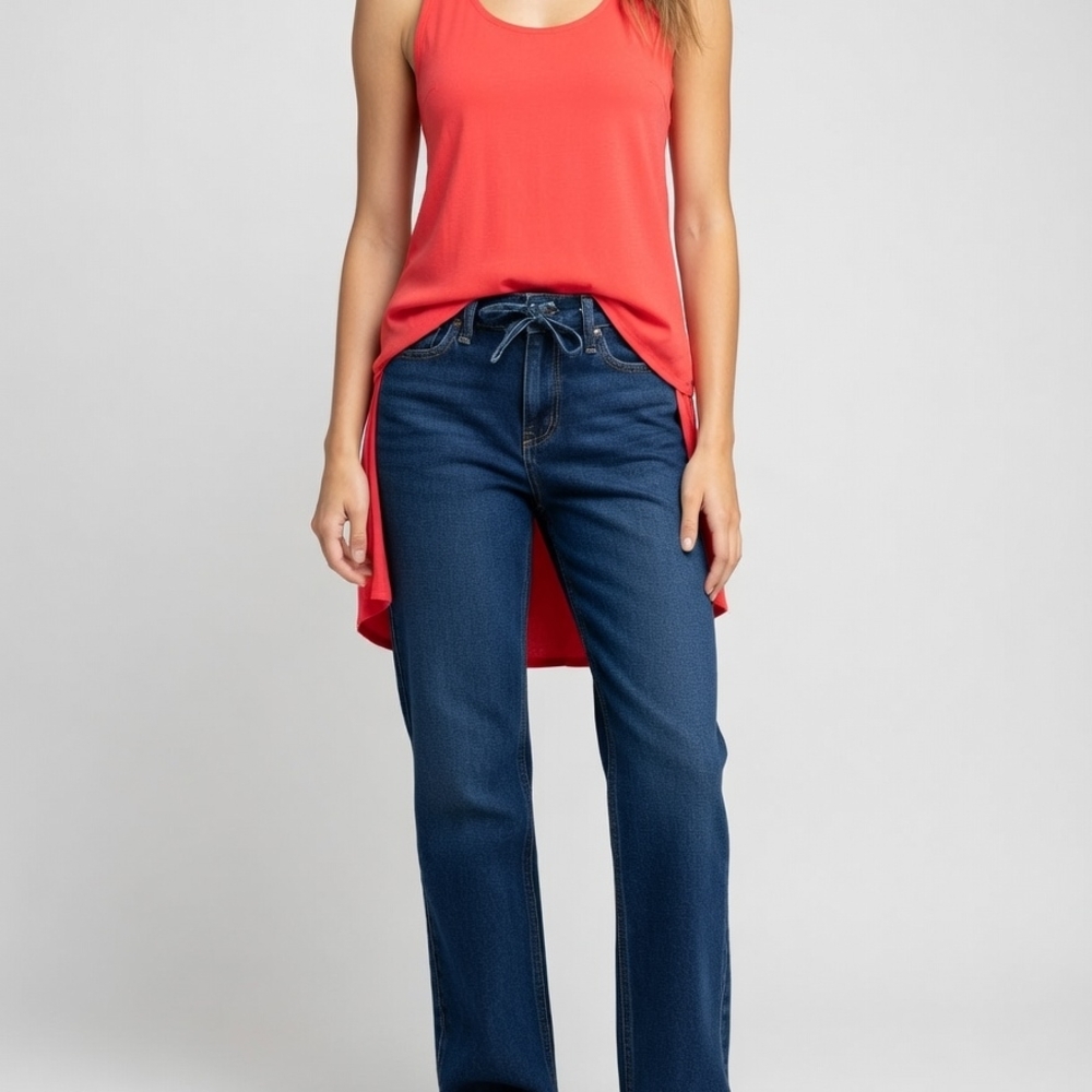 Classic Mid-Rise Dark Blue Women's Jeans - Picture 2 of 3